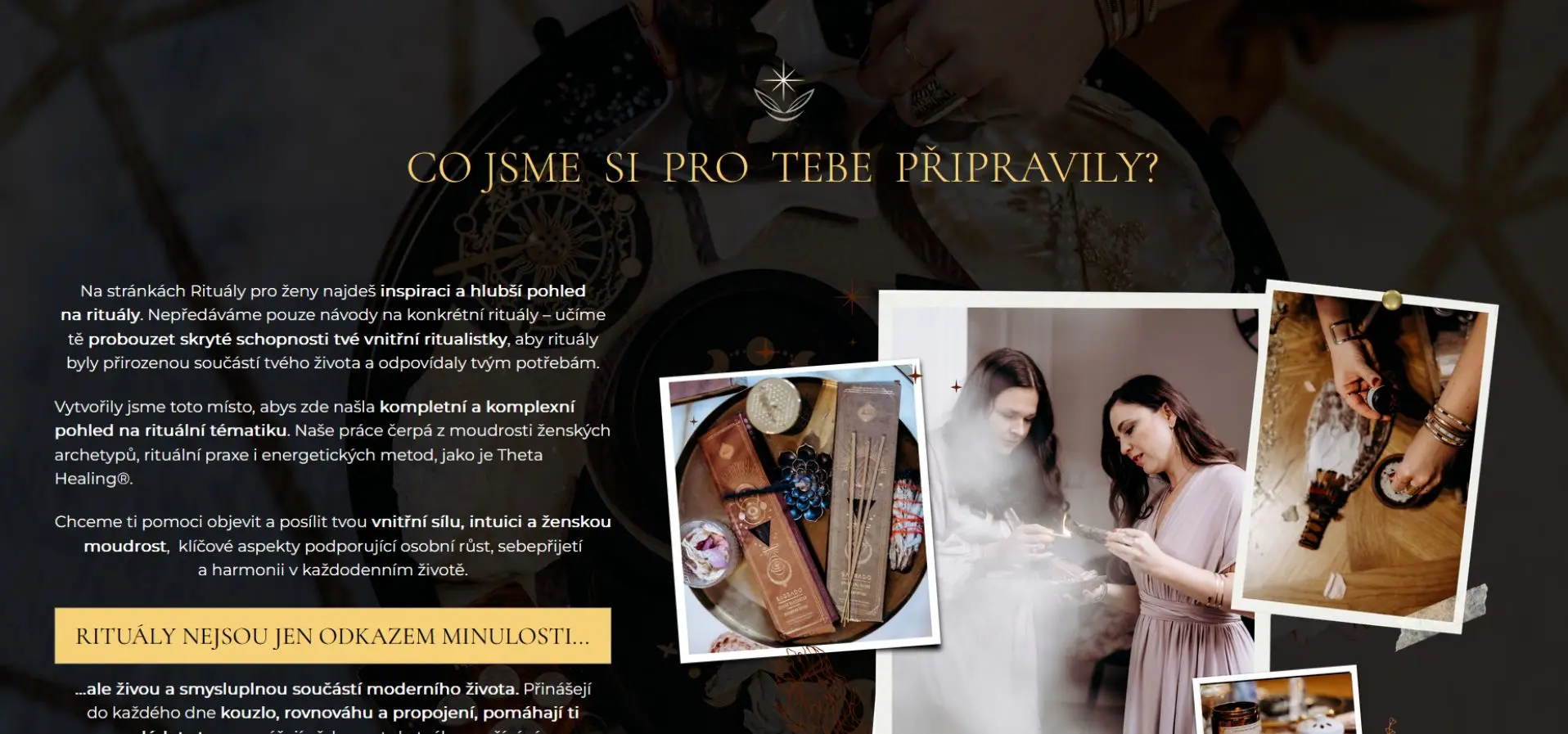 Ukázka tvorby webu Rituály pro&nbsp;ženy – vědomý webdesign pro&nbsp;ženský projekt