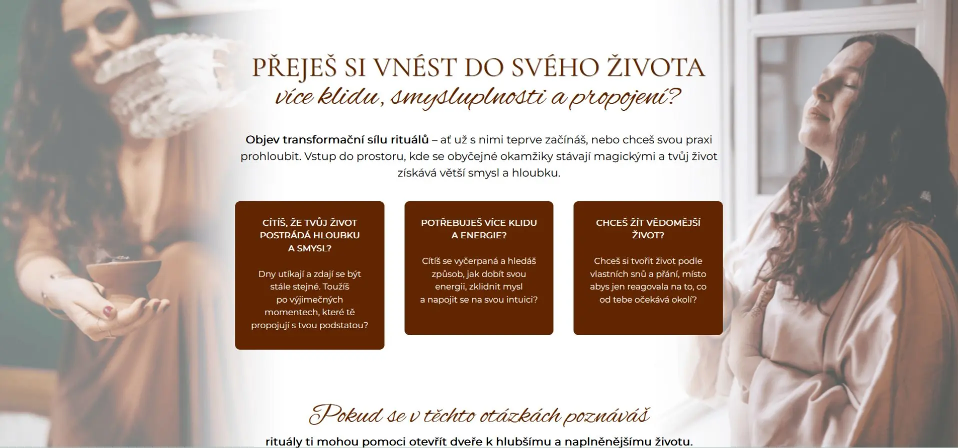 Ukázka tvorby webu Rituály pro&nbsp;ženy – vědomý webdesign pro&nbsp;ženský projekt